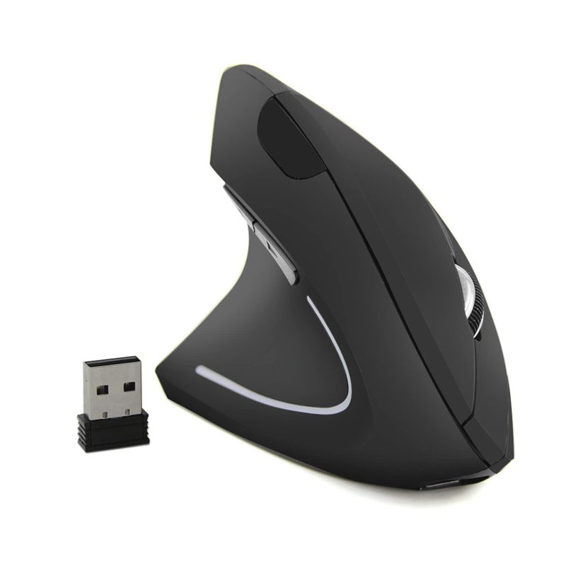 Sunffice Left-Handed Mouse, Rechargeable 2.4G Wireless Ergonomic Vertical Mice with USB Receiver, 6 Buttons Optical Vertical Cordless Mice for Laptop Computer PC Desktop Computer Notebook,for Lefty Hands - Image 1